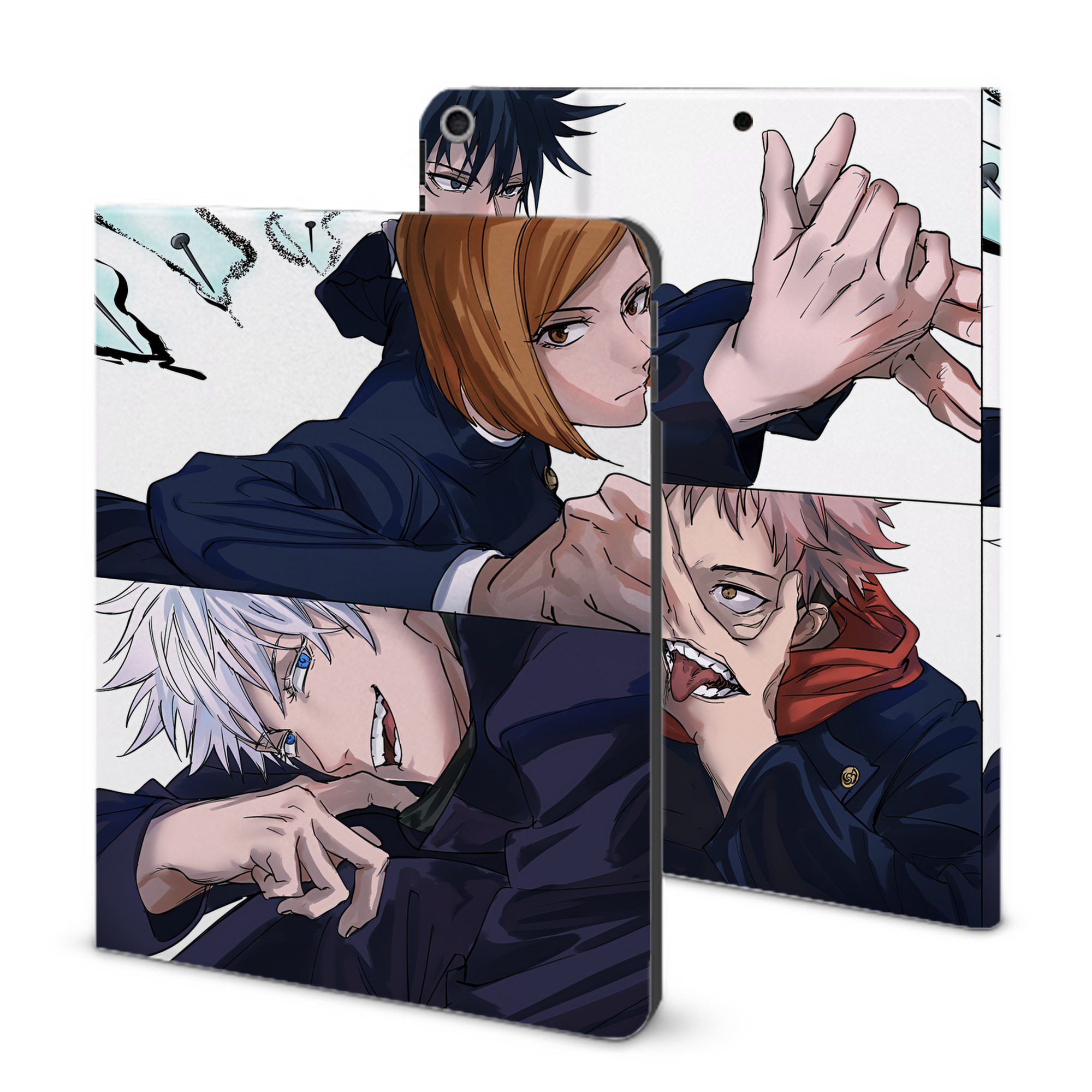 （画像用） 呪術廻戦 Jujutsu Kaisen IPad ケース ブック型 PUレザー TPU 耐衝撃 軽量 薄型 ペン収納なし 全面保護 IPad 各モデル対応